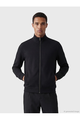 Lcw Vision Siyah Dik Yaka Erkek Fermuarlı Sweatshirt
