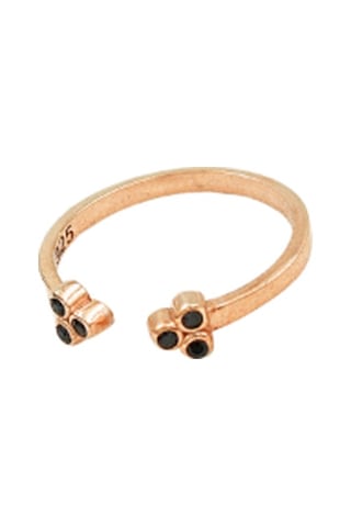 Brezza Lusso Jewelry Minimal Siyah Taşlı Eklem Gümüş Yüzük Rose