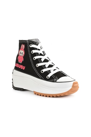 Labubu Baskılı Yüksek Taban Boğazlı Converse Siyah - Fuşya