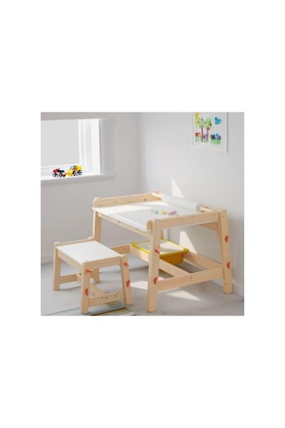 Ikea Flisat Çocuk Masası Huş, 92x67 Cm, Ayarlanabilir Oyun-aktivite-çalışma Masası Natürel Çok Renkli