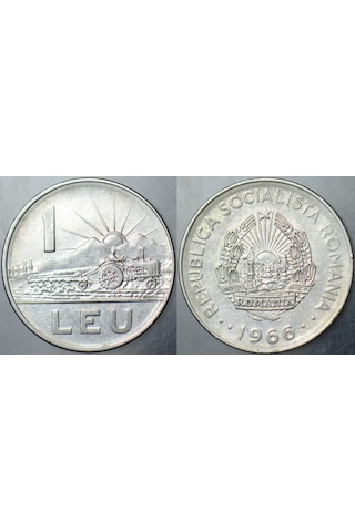 Romanya 1 Leu 1966 Traktör Ve Tarım Temalı. Sosyalist Dönem.