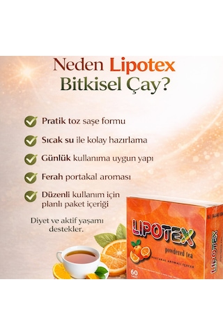 Lipotex Bitkisel Detox Çay Toz Saşe Çay 60’lı 30 Günlük Sabah Akşam Kullanım