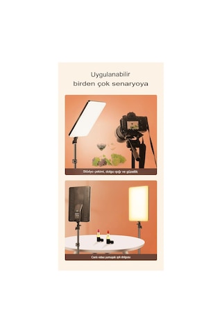 19 Inç Led Video Işık Kiti Studio Pograph Light Kamera Lambası Dimmabable Tripodlu Panel Işık