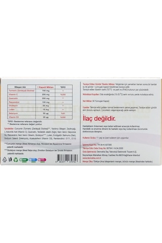 Krinol Curcumin Plus - Quercetin C Vitamini - 30 Kapsül - 1 Kutu