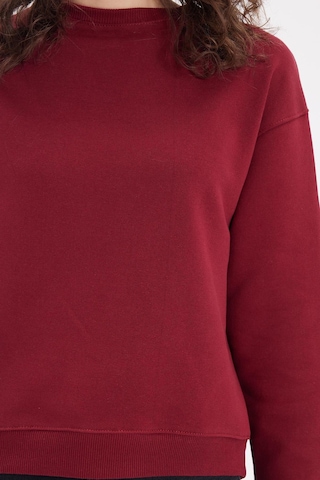Tudors Kadın Oversize Geniş Kesim Pamuklu Bisiklet Yaka Bordo Sweatshirt-39928 Bordo