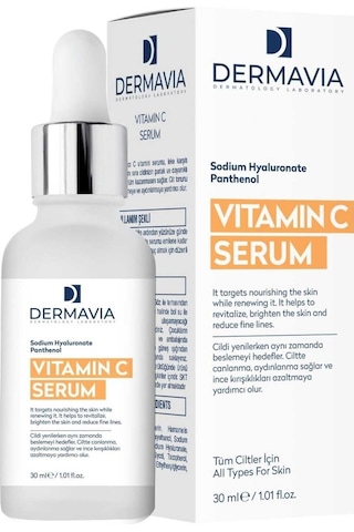 Dermavia Aydınlatıcı Leke Karşıtı Vitamin C Serumu 30 Ml Parlak Dayanıklı Görünüm