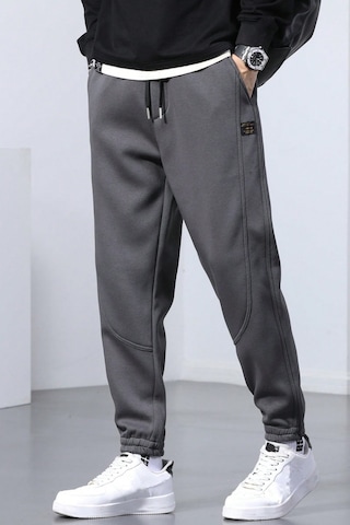 Genius Store Genıus Store Erkek Eşofman İçi Polarlı Bağcıklı Bel Jogger Spor Eşofman Altı Spor-esf001 Füme