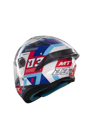 Mt Helmets Targo S D7 Mavi Sergio Garcia Motosiklet Kaskı Beyaz Mavi