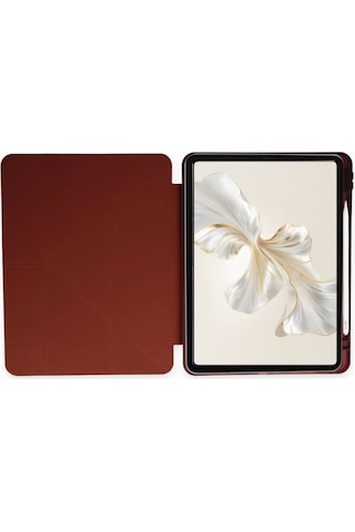 Honor Pad 9 12.1 İnç Uyumlu Kalem Bölmeli Standlı Silikon Kılıf + Ekran Koruyucu + Kalem 3'lü Set Mürdüm