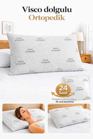 Visco Dolgulu Ortopedik Yastık 50x70 Cm -boyun Desteği Sağlar. Gri