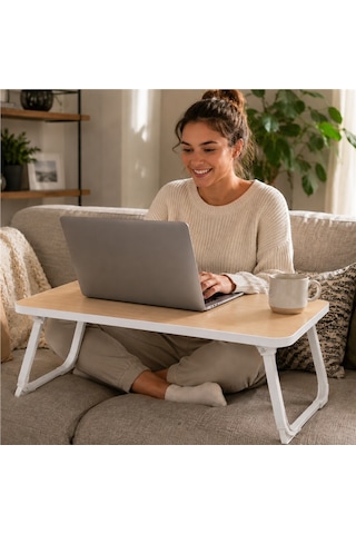 Sunup Sn-29693 Katlanabilir Laptop Masası Ve Yatak Koltuk Üzeri Tepsisi Ahşap Desen 60x40cm Diğer