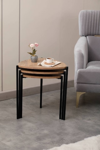 Sehpol Jasmin Zigon Sehpa 3'lü Siyah