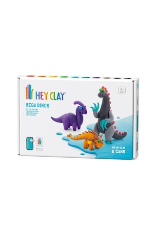 Hey Clay Hava İle Kuruyan Kil 6'lı Kutu - Mega Dinozorlar Ankylosaurus, Parasaurolophus, Therizinosaurus