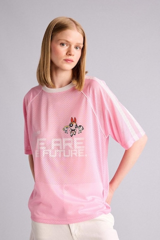 Defacto Powerpuff Gırls Oversıze Bisiklet Yaka Baskılı Kısa Kollu Tişört G5034ax26sppn666 Pembe-pn666
