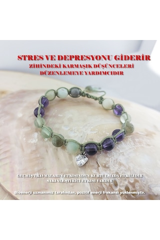 Vaoov 925 Ayar Gümüş Doğal Taşlı Stres Ve Depresyona Karşı Enerji Bilekliği