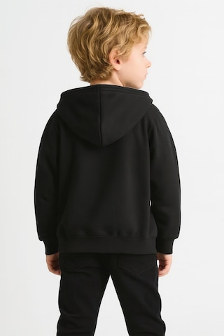 Kız - Erkek Çocuk Basic Fermuarlı Kalın 3 İplik Kışlık Okul Sweat Ak1815 Siyah