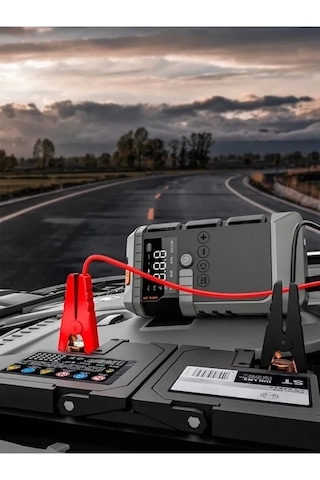 Vtn-77 Şarjlı 12.000 Mah Araç Akü Şarj Takviyeli Işıklı Hava Kompresörü Powerbankli
