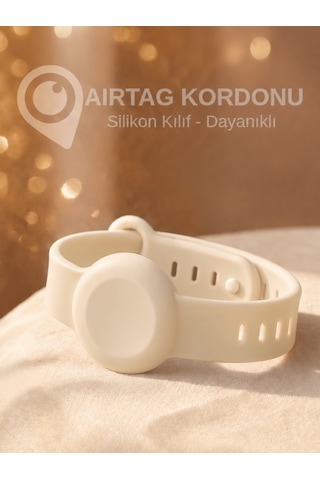 Beylini Airtag Yuvalı Bileklik Çocuk Yaşlı Alzahimer Demans Bilekliği Boş Airtag Yuvalı Renkli Krem