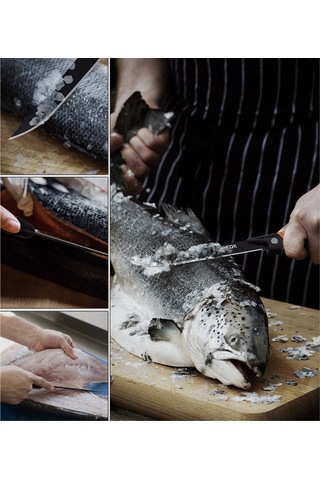 Geeksen Portatif Turuncu Çelik Balık Fileti Bıçağı - G4116 Alman Çelikli, Katlanabilir, Çift Uçlu, Kamp Ve Av İçin