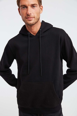 Grimelange Jorge Erkek Yumuşacık Kapüşonlu Organik Pamuk Kanguru Cepli Regular Siyah Sweatshirt