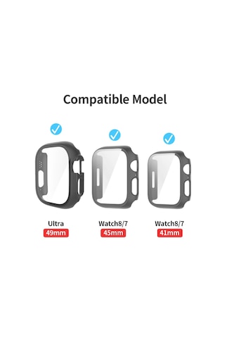 Apple Watch CARBON Ultra 49mm Kılıf Kasa Ve Ekran Koruyucu 360 Derece Koruma