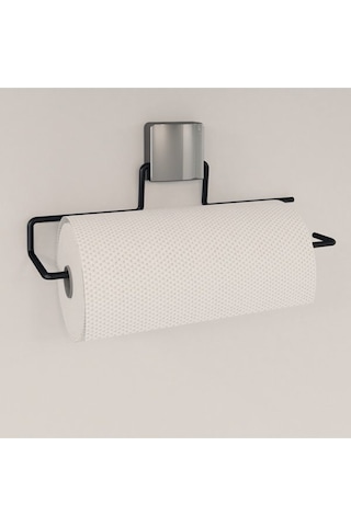 Decorev Dc-5057 Dekoratif Siyah Havluluk Kâğıt Havluluk Metal Askı Siyah Yapışkanlı Gri