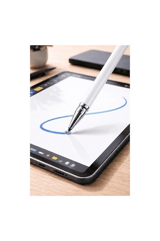 Huawei Mate 10 Lite Uyumlu Dokunmatik Stylus Kalem Disk Uçlu Hassas Beyaz Tablet Telefon Çizim Kalem