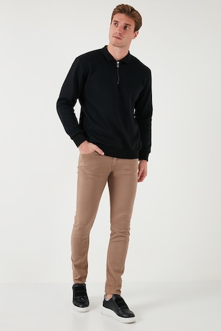 Buratti Pamuklu Regular Fit Yarım Fermuarlı Polo Yaka Erkek Sweat 5905789 Siyah