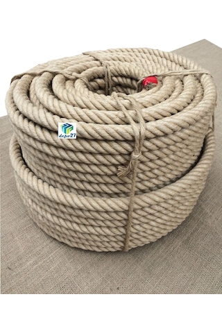 20 Mm Jüt Halat 5 Metre - Bükümlü - Kendir Halat -  Kanaviçe