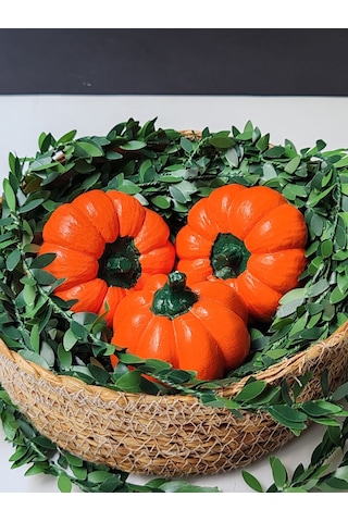 Dekoratif Balkabağı 3'lü Set, Turuncu El Yapımı, Ev Dekoru, Masa Dekoru, Obje, Biblo