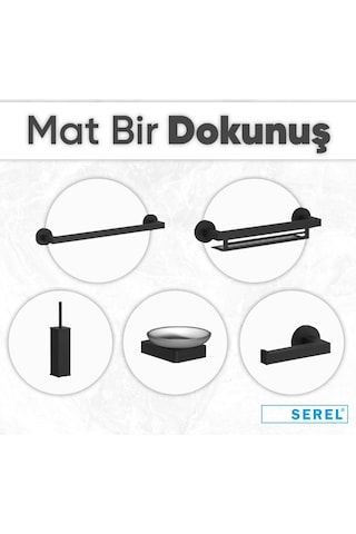 Serel Rita Banyo Havlu Bornoz Askısı Mat Siyah Paslanmaz- Pirinç 140112005S Mat Siyah