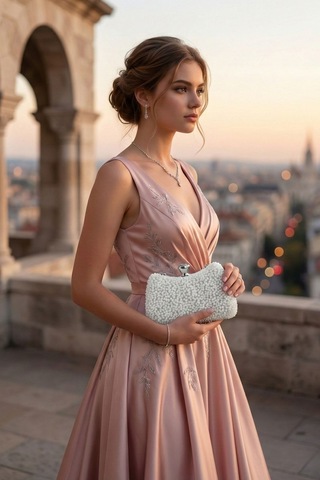 Vivazzaluxe Kristal Taşlı Kadın Abiye, Clutch Çanta Beyaz