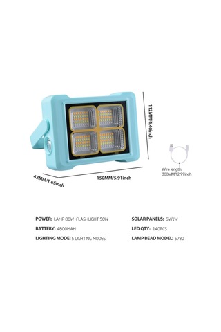 Cbtx Açık Güneş Kamp Işığı Taşınabilir Acil Çalışma Tamir Lambası El Feneri Mavi