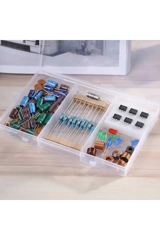 3 Bölmeli Şeffaf Plastik Organizer Kutu 17.5x11x2cm Elektronik Komponent Vida Kondansatör Direnç Sak