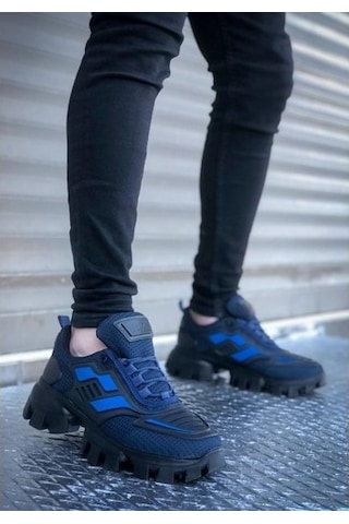 Ba0194 Erkek Bağcıklı Lacivert Yüksek Taban Tarz Spor Ayakkabı