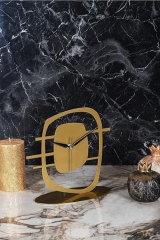 Maceire Gold Eskitme Metal Dekoratif Masa Üstü Saati 24x22cm Mms-m Diğer
