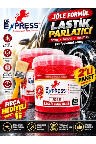 Premium Lastik Parlatıcı Jöle 500 Ml Parlak Görünüm Uzun Süre Etkili Yeniler Jel Parlatıcı Fırçalı 2'li Set