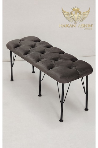 By Hakan Aşkın Metal Ayaklı Babyface Puf & Bench Koyu Füme Baby Face Füme