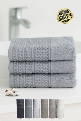 Softure 3 Lü El Yüz Havlusu Günlük Kullanım 50x90 Cm Yumuşak, Dayanıklı, Hızlı Kuruyan Gri