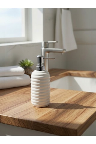 350 Ml Seramik Sıvı Sabunluk Modern Banyo Ve Mutfak İçin Şık Tasarımlı Sıvı Sabun Dispenseri Beyaz