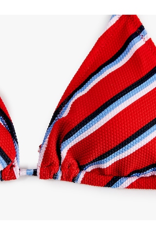 Koton Dokulu Çizgili Üçgen Bikini Üstü Kırmızı Çizgili 6sak10179mm