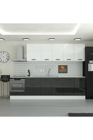 285 Cm Mutfak Dolabı Mdf Kapak Tezgah Dahil Yrkn285 99 Siyah