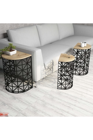 Variant Stil 3 Lü Zigon Sehpa - Meşe
