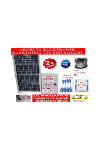 Elektrikli Çit Ayı Domuz Kovucu 50 W Panel 24 Amper Akü Full Ekip