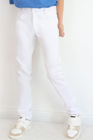 Konsept Erkek Çocuk Gabardin Pantolon Düğmeli Fermuarlı 10-14 Yaş , Beyaz