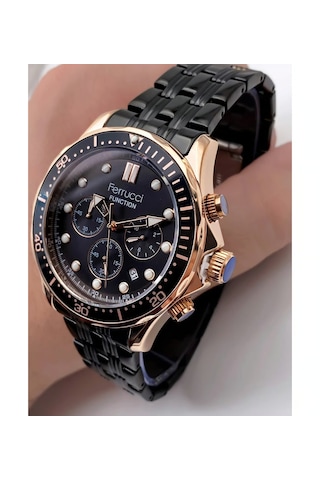Ferrucci Fonksiyonları Aktif Takvimli Fosforlu Kadran Çelik Erkek Kol Saati Rose Gold
