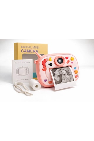Cmr96 Çocuk Dijital Mini Kamera 1080p Hd 2.4 İnç Ekran Fotorğraf Video Oyun Müzik Usb Şarj Termal Resim Kağıt Baskılı Yazıcı Kamera Video Makinesi Print Kamera Pembe