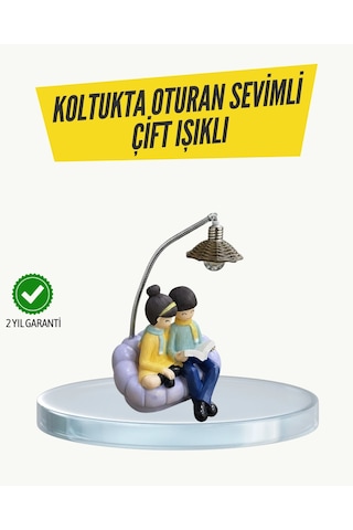 Okuyan Çift Figürlü Dekoratif Gece Lambası Hediye Seçeneği Çok Renkli 38251051