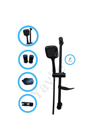 Yayke Mat Siyah Kardelen Sürgülü Duş Seti Banyo Duş Takımı Mat Siyah