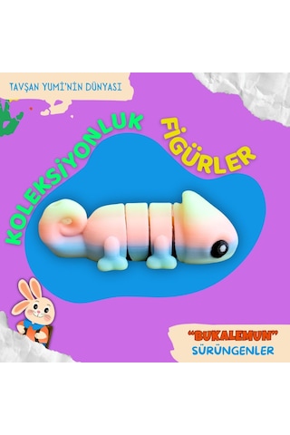 Tavşan Yumi Sürüngenler Koleksiyonu - 4 Parça 5-7 Cm Hareketli Oyuncaklar Ve Bilgilendirici Kartlar "